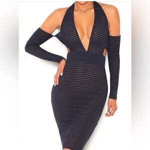 Woman’s Mistress Rocks Navy Halter Dress small No sleeves